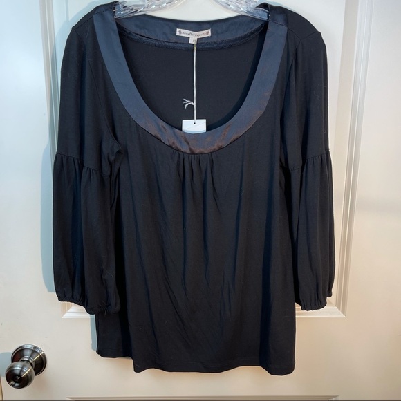 Nanette Lepore Rhythm and Blue Top Black Silk Neck L - Picture 2 of 13